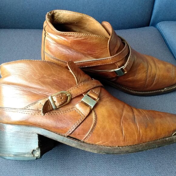 Vintage Distressed Leather Ankle Boots Men's Size 9/10 Made in Italy - Picture 6 of 11